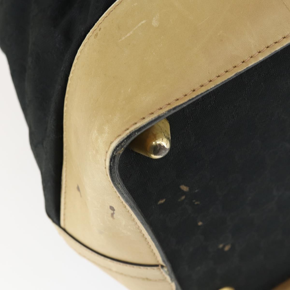 GUCCI GG Canvas Boston Bag Black Gold Auth 169500