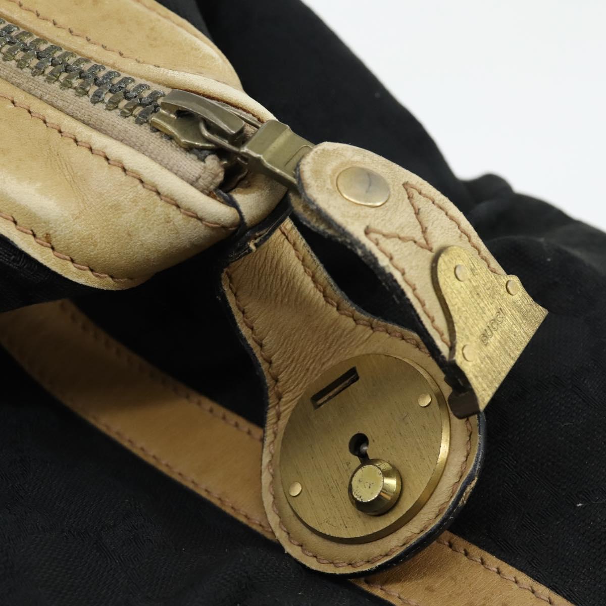 GUCCI GG Canvas Boston Bag Black Gold Auth 169500