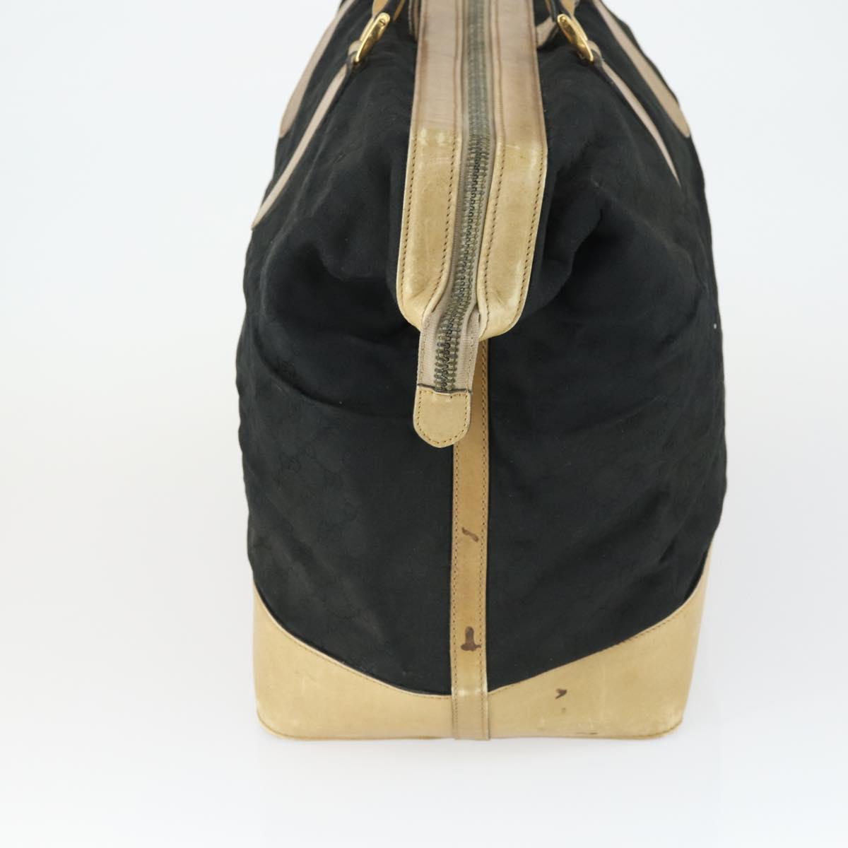 GUCCI GG Canvas Boston Bag Black Gold Auth 169500