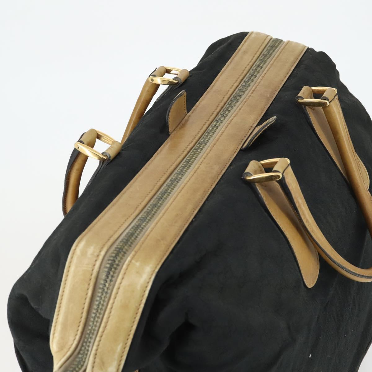 GUCCI GG Canvas Boston Bag Black Gold Auth 169500