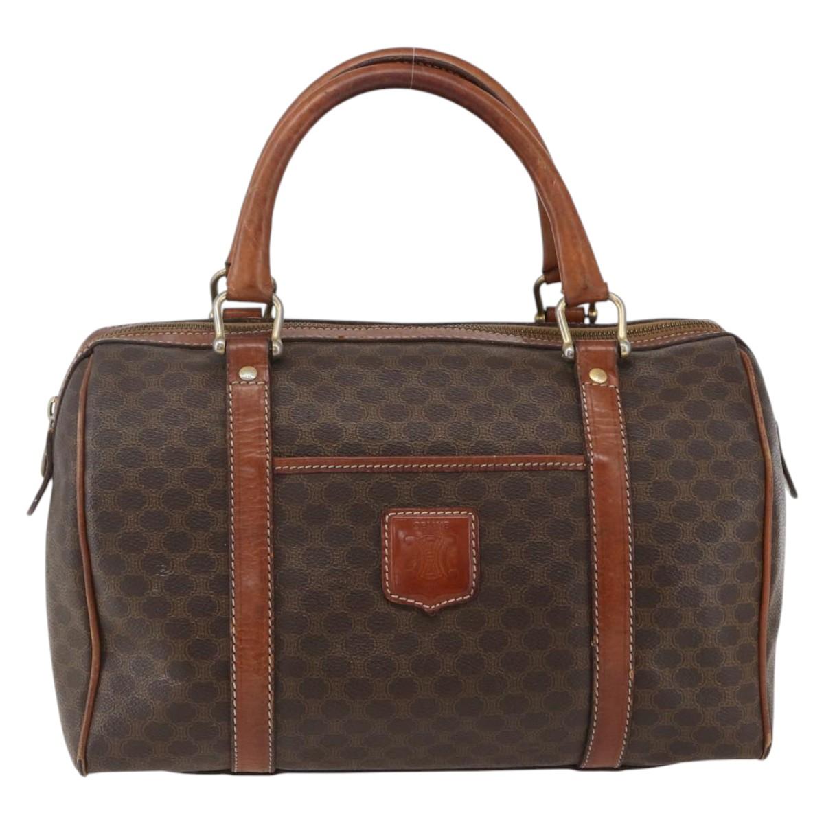 CELINE Macadam Canvas Hand Bag PVC Beige Gold Auth 169502