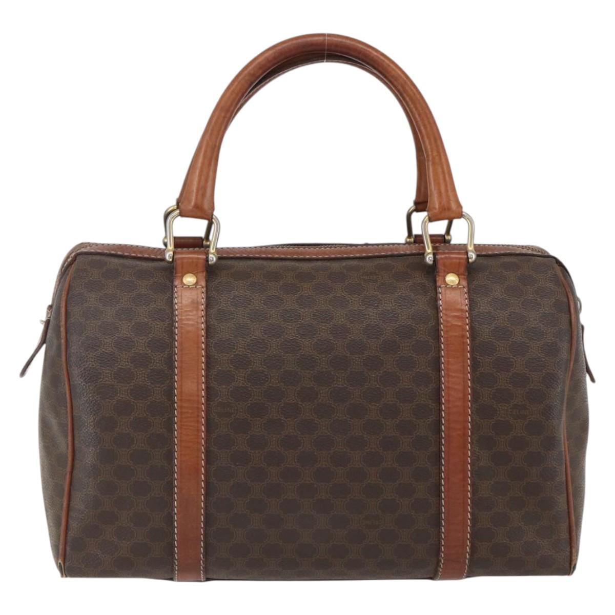 CELINE Macadam Canvas Hand Bag PVC Beige Gold Auth 169502