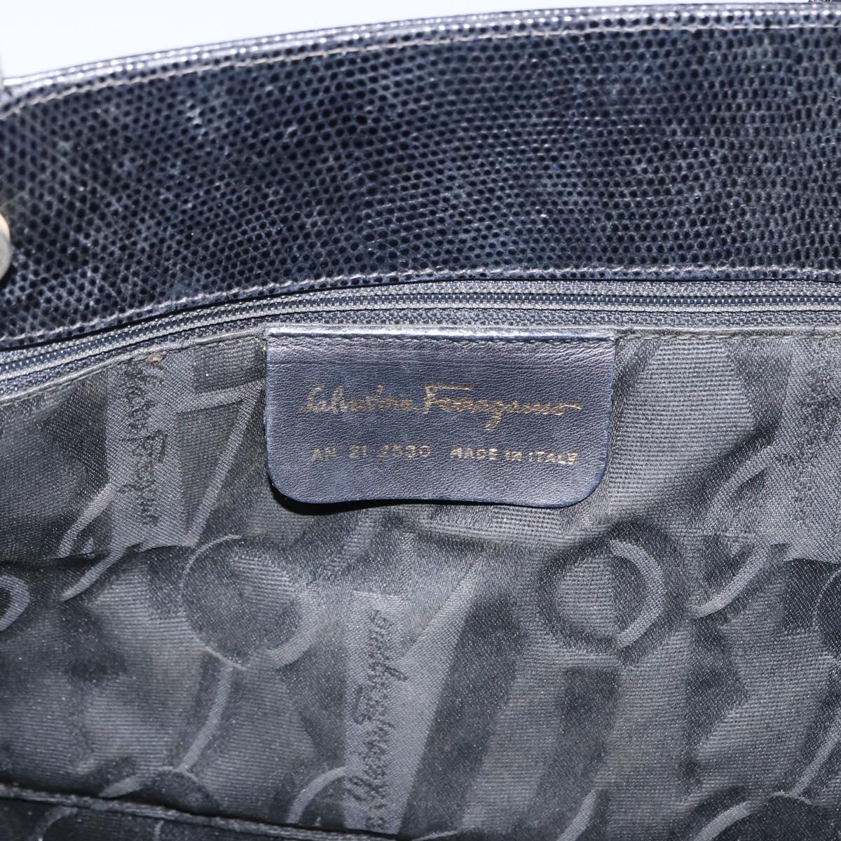 Salvatore Ferragamo Tote Bag Leather Black Gold Auth 169503