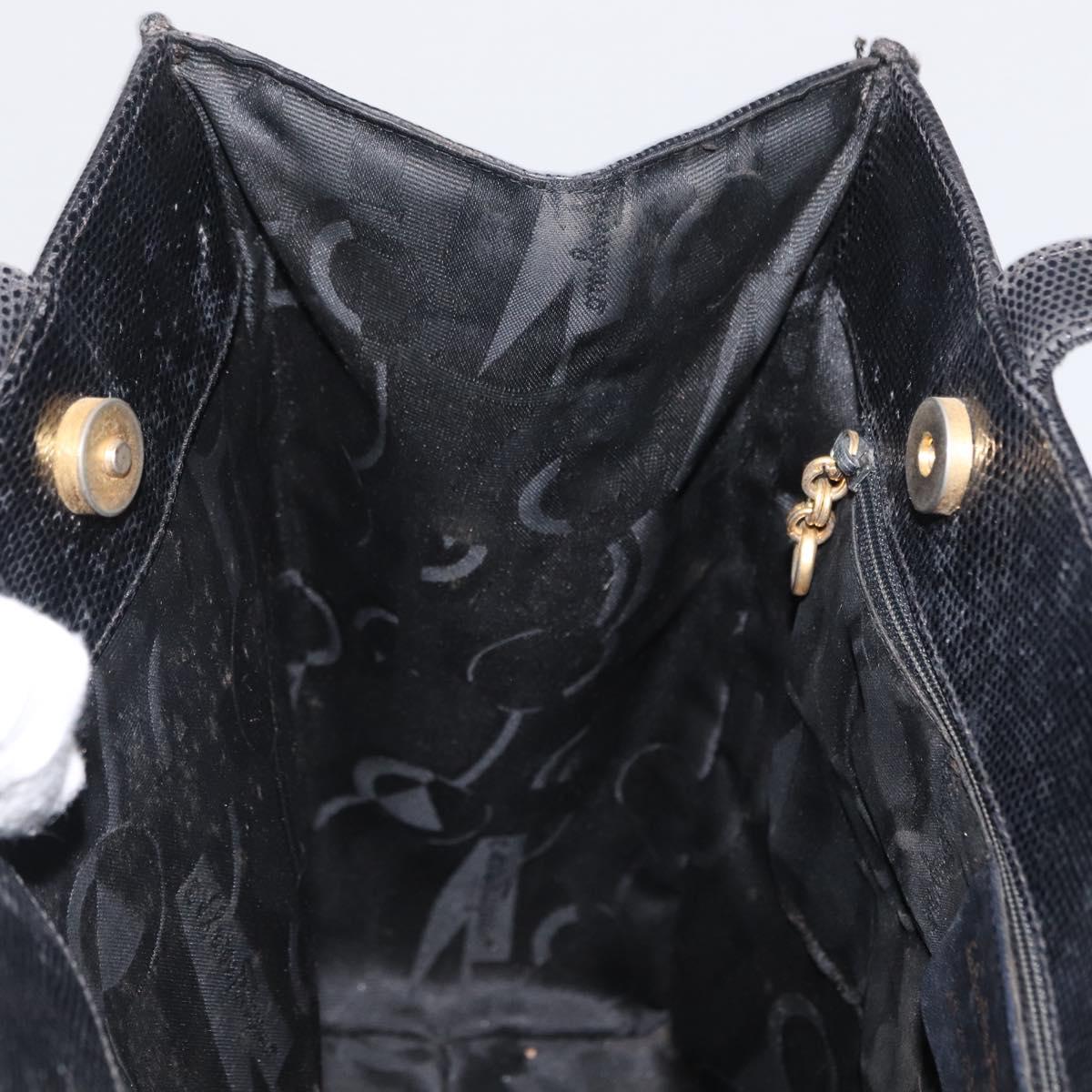Salvatore Ferragamo Tote Bag Leather Black Gold Auth 169503