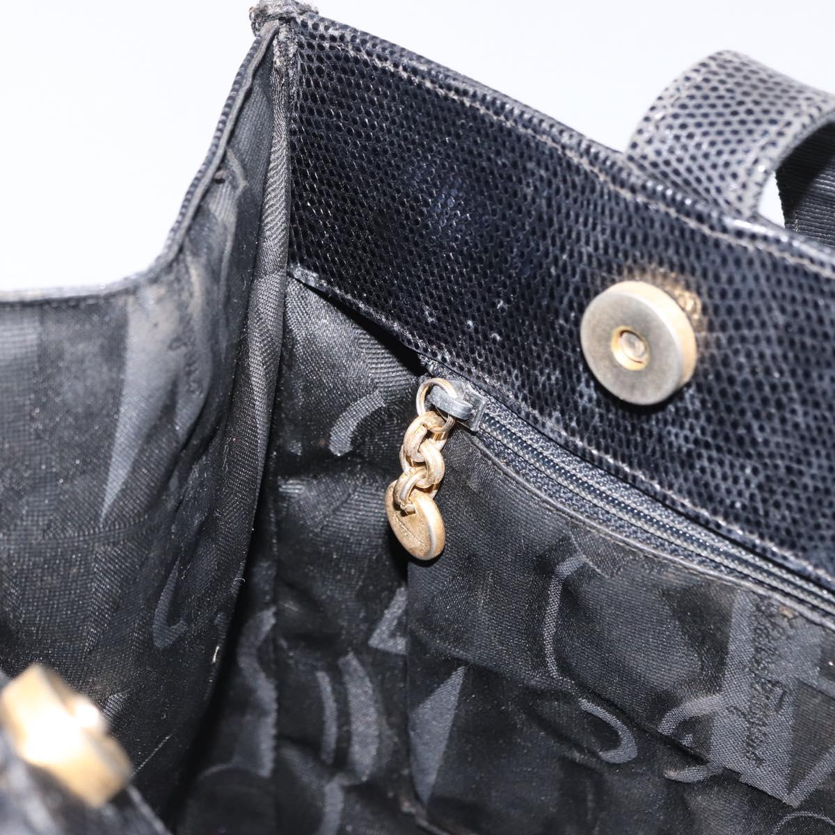 Salvatore Ferragamo Tote Bag Leather Black Gold Auth 169503