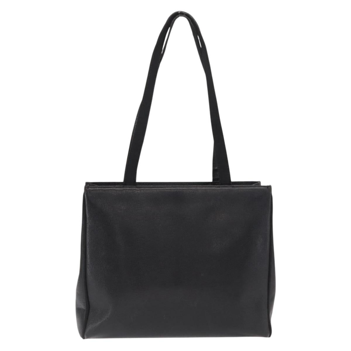 Salvatore Ferragamo Tote Bag Leather Black Gold Auth 169503