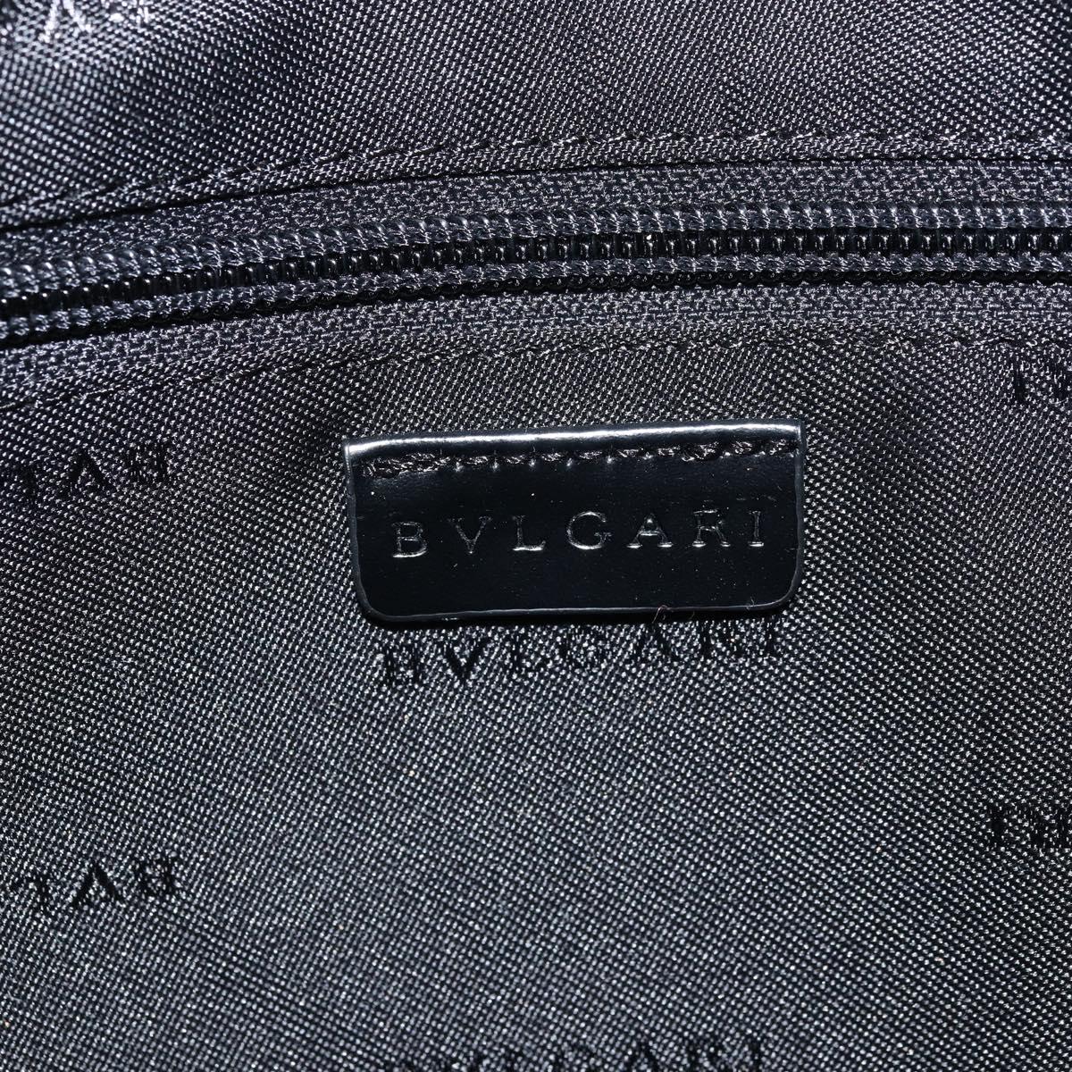 BVLGARI Logo Mania Shoulder Bag Canvas Blue Silver Auth 169505