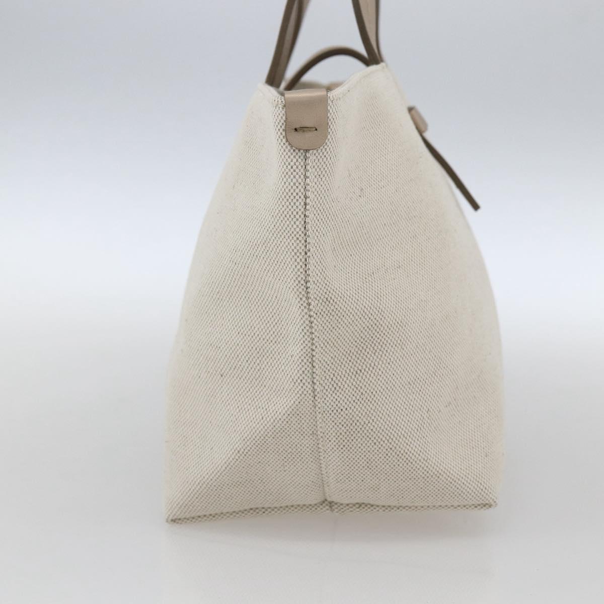 Salvatore Ferragamo Hand Bag Canvas Beige Gold Auth 169508