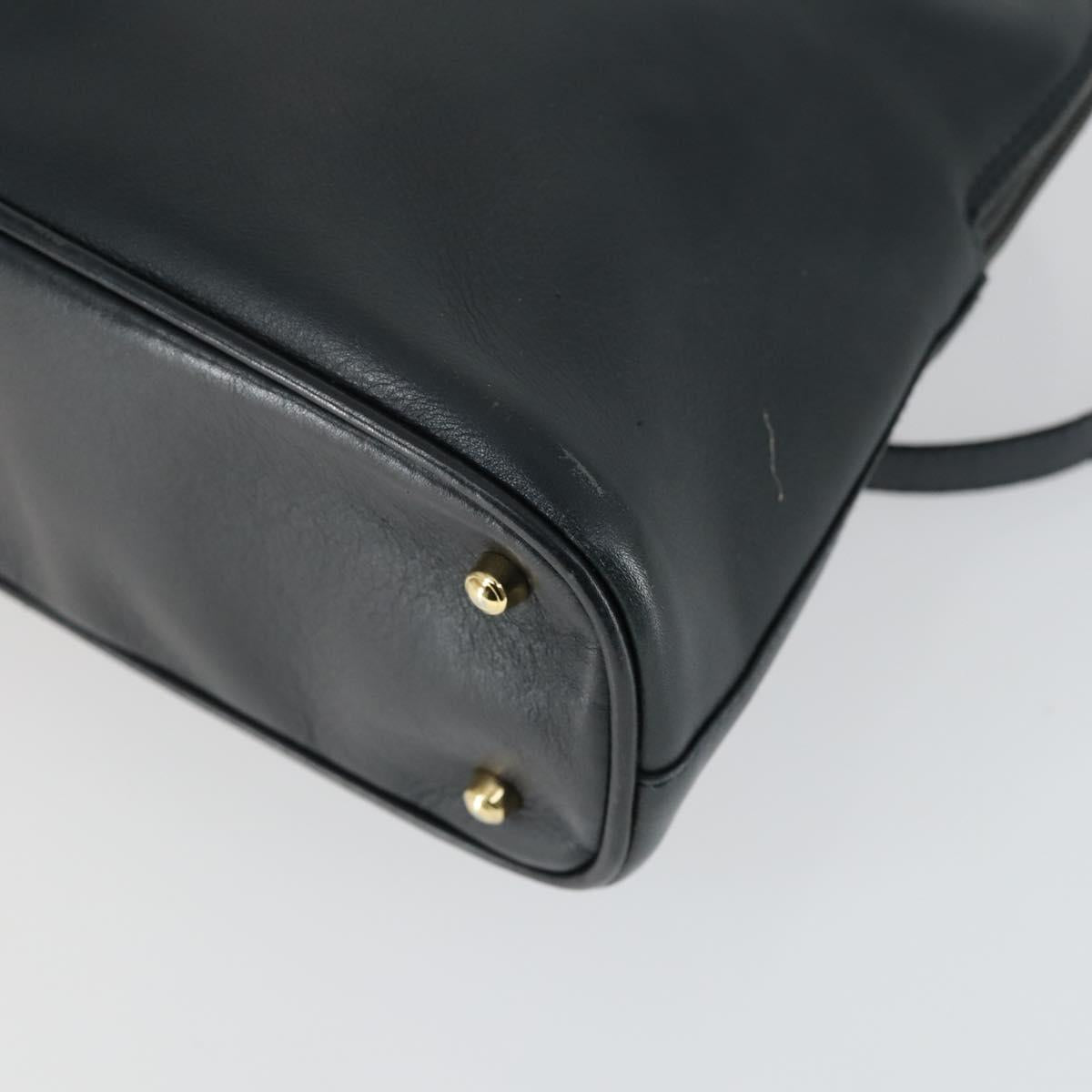 GUCCI Bamboo Hand Bag Leather 2way Black Gold 000 2122 0290 Auth 169514