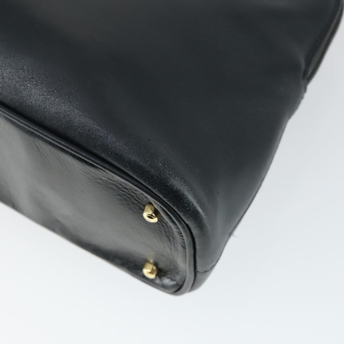 GUCCI Bamboo Hand Bag Leather 2way Black Gold 000 2122 0290 Auth 169514