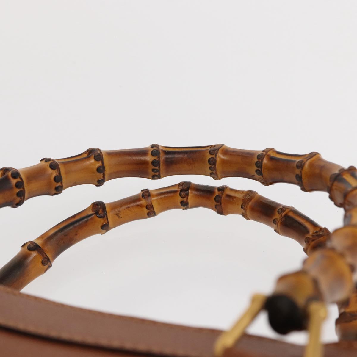 GUCCI Bamboo Hand Bag Leather Brown Gold 002 123 0260 Auth 169515