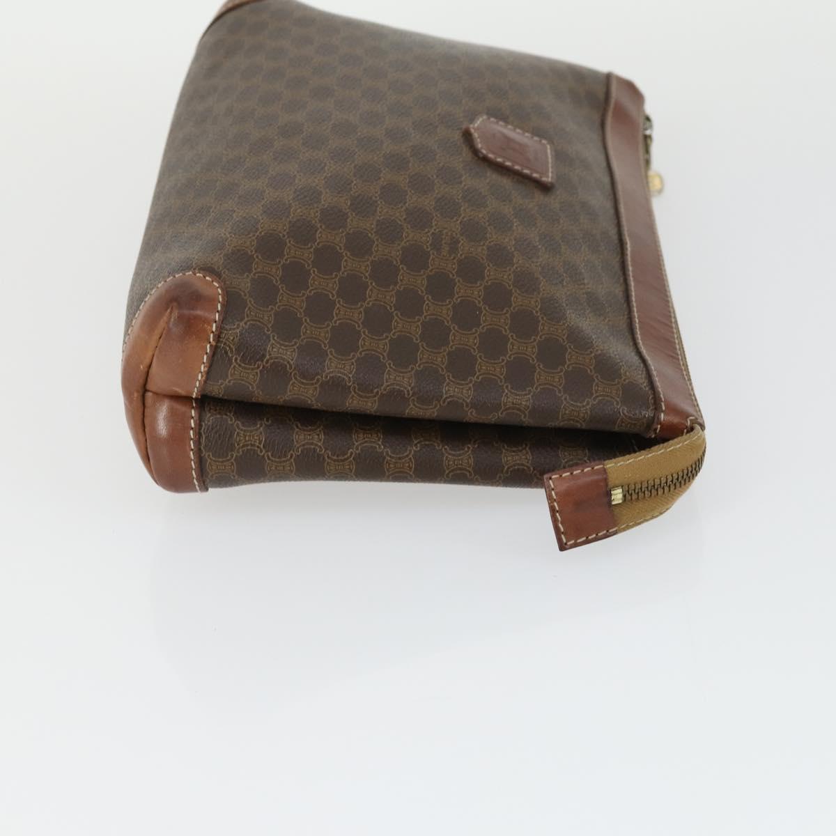 CELINE Macadam Canvas Clutch Bag PVC Leather 3 Set Brown Auth 169517