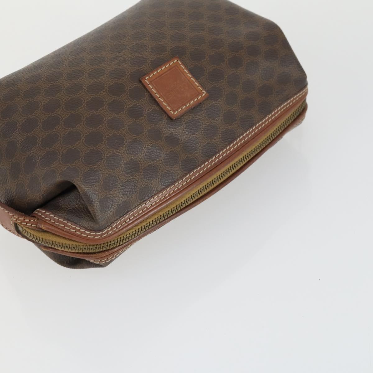 CELINE Macadam Canvas Clutch Bag PVC Leather 3 Set Brown Auth 169517