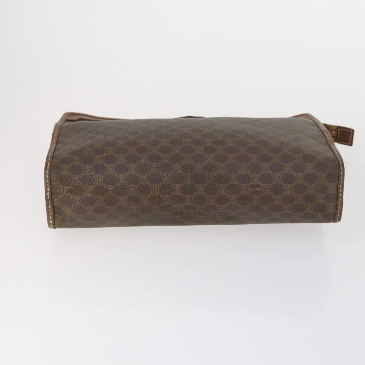 CELINE Macadam Canvas Clutch Bag PVC Leather 3 Set Brown Auth 169517