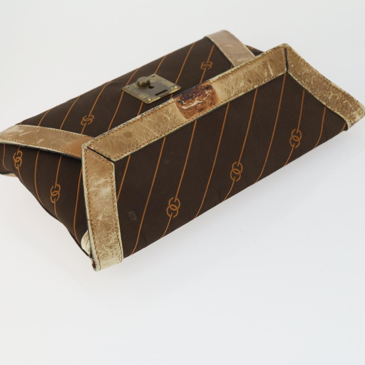 GUCCI Sherry Line Clutch Bag Suede Canvas 2 Set Navy Brown Auth 169518