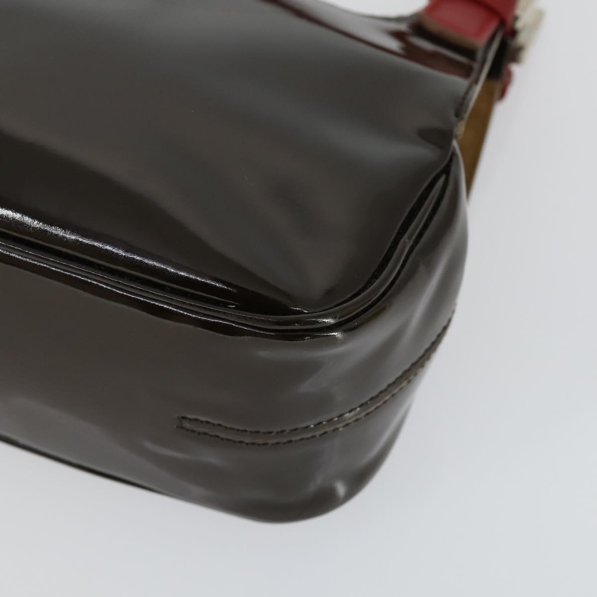 BALLY Shoulder Bag Patent PVC 2 Set Bordeaux Blue Auth 169519