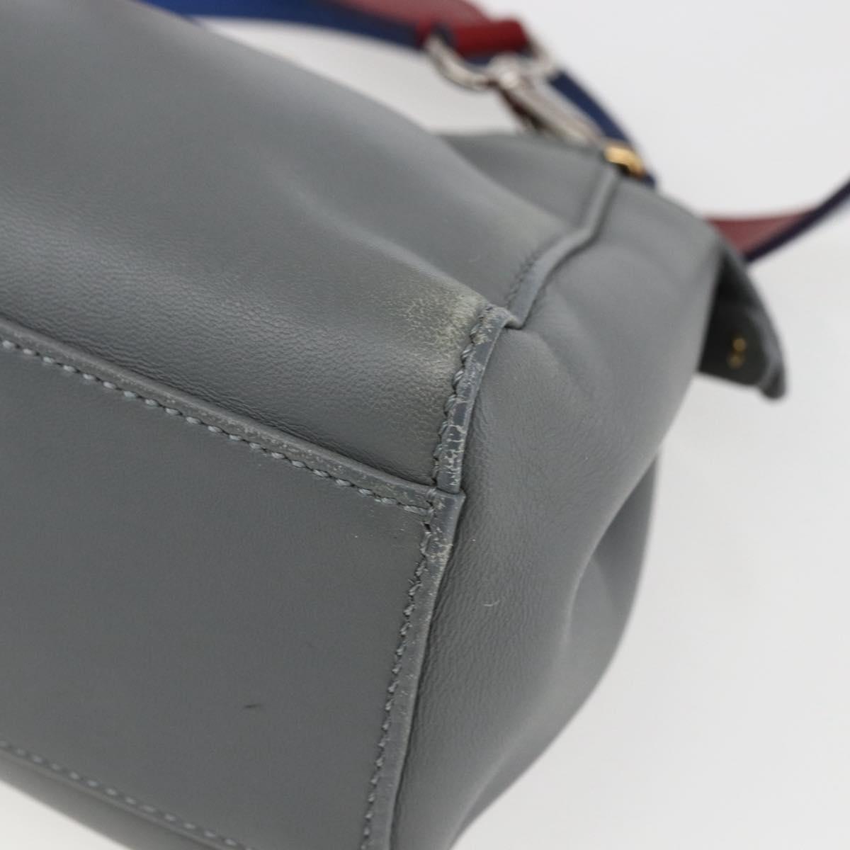 FENDI Peek A Boo Mini Hand Bag Leather 2way Gray Gold Auth 169542