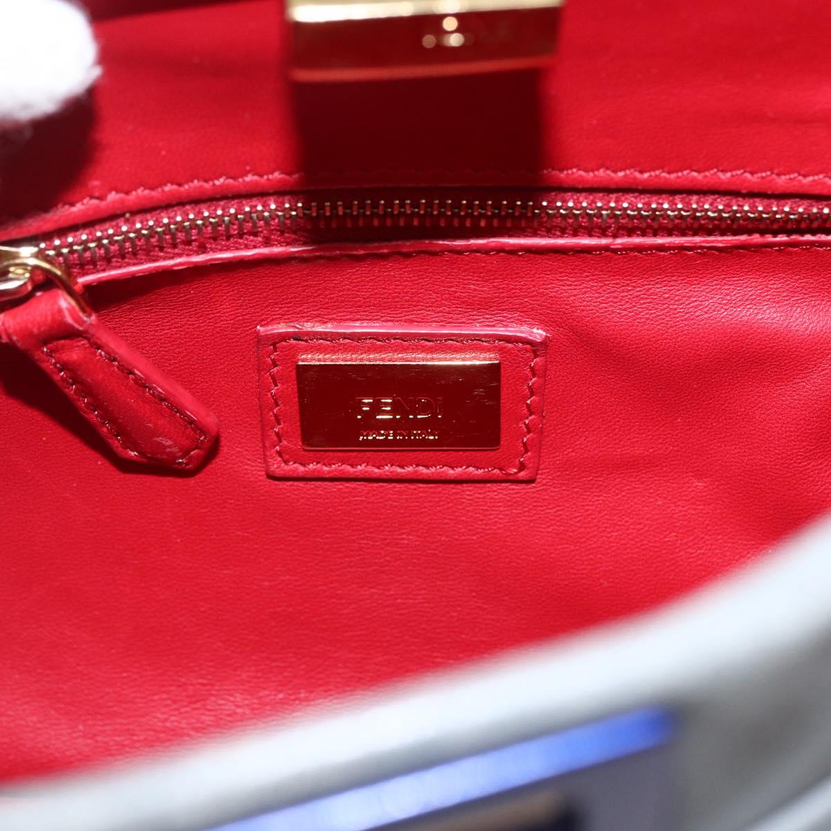 FENDI Peek A Boo Mini Hand Bag Leather 2way Gray Gold Auth 169542