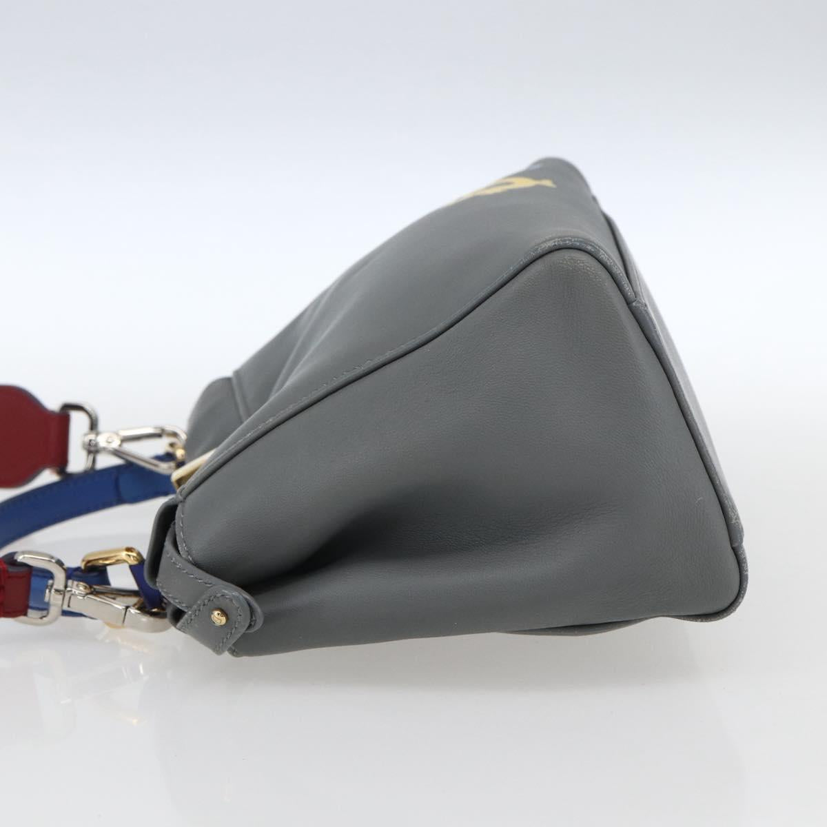 FENDI Peek A Boo Mini Hand Bag Leather 2way Gray Gold Auth 169542