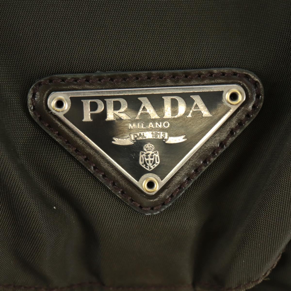 PRADA Backpack Nylon Khaki Silver Auth 169551V