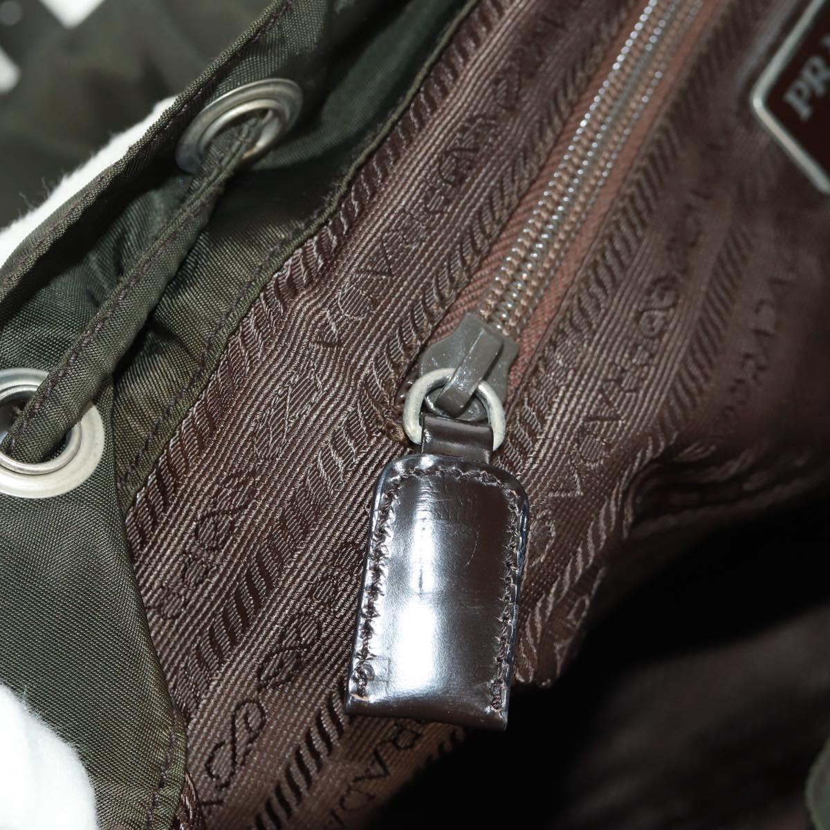 PRADA Backpack Nylon Khaki Silver Auth 169551V