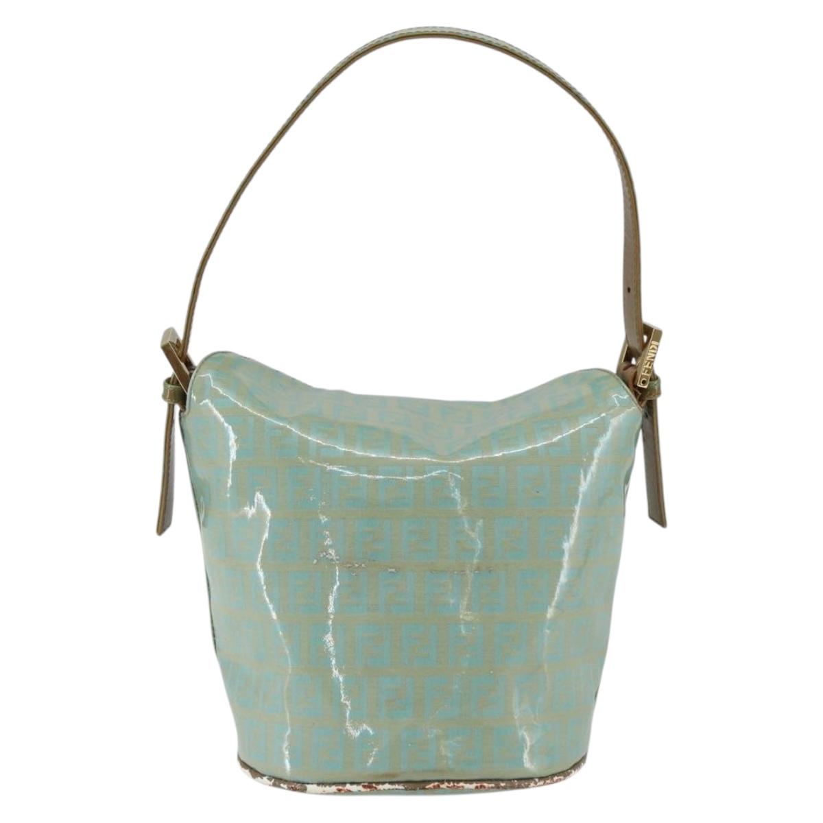 FENDI Zucchino Canvas Mamma Baguette Bag Coated Canvas Gold green Auth 169553A