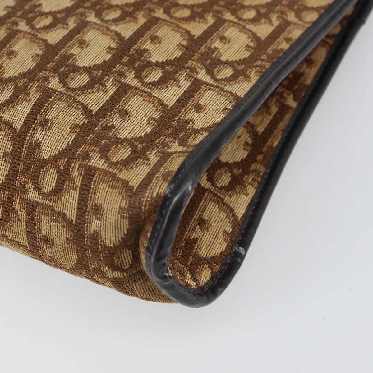 Christian Dior Trotter Canvas Shoulder Bag Beige Gold Auth 169555