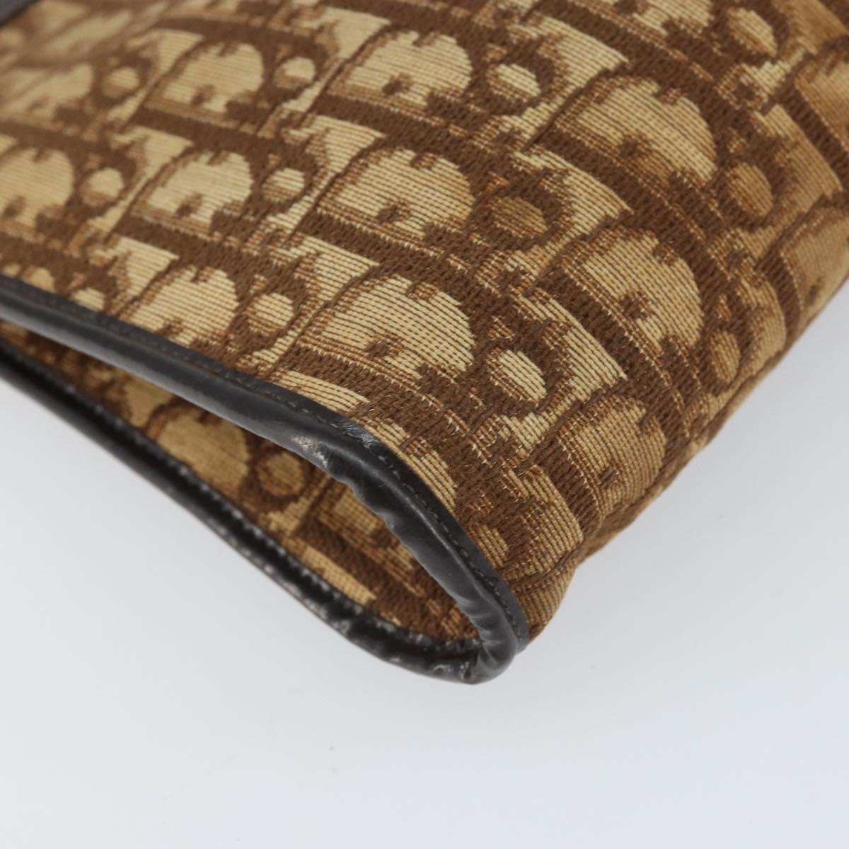 Christian Dior Trotter Canvas Shoulder Bag Beige Gold Auth 169555