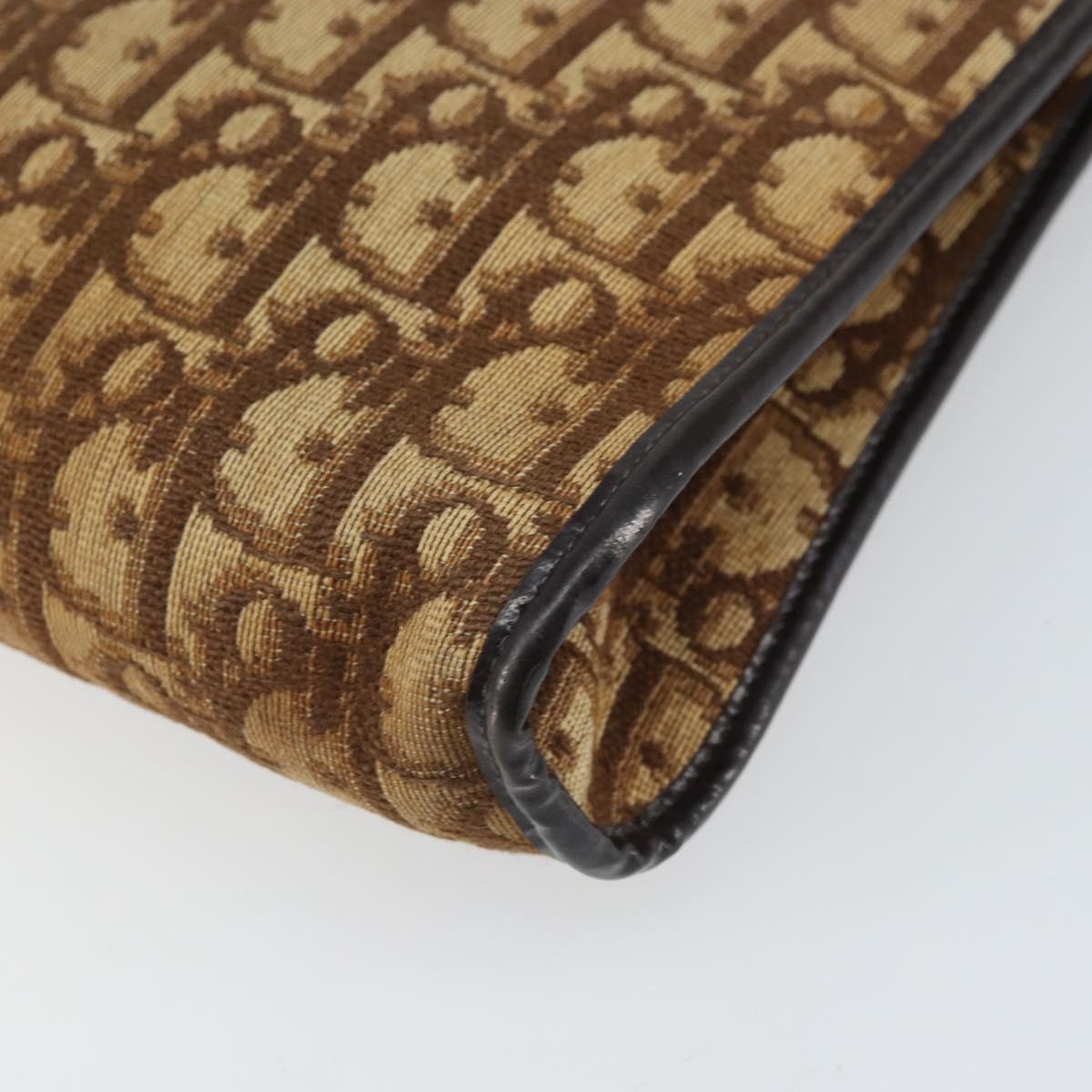 Christian Dior Trotter Canvas Shoulder Bag Beige Gold Auth 169555