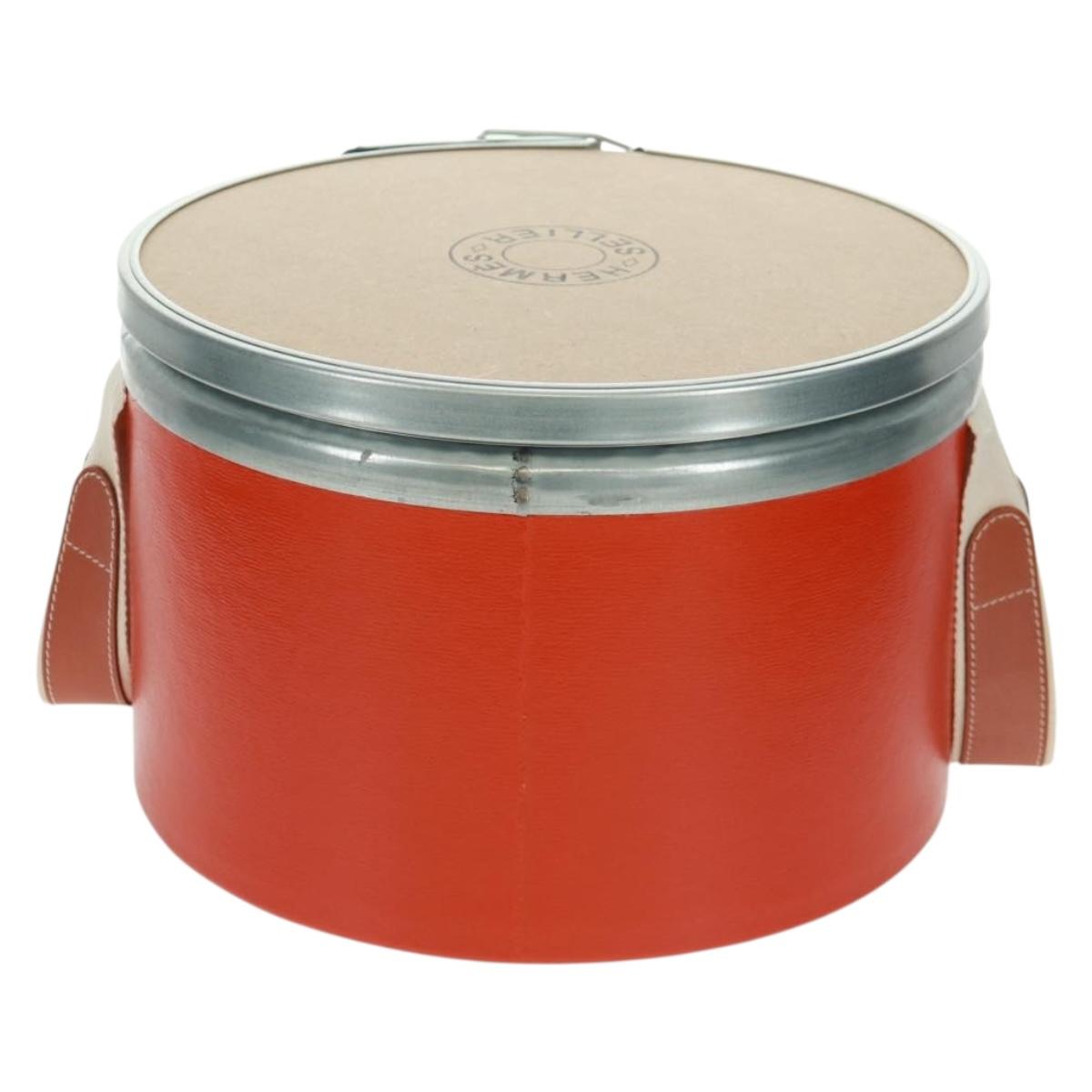 HERMES Saddle Box Accessory Case metal Orange Auth 169557V