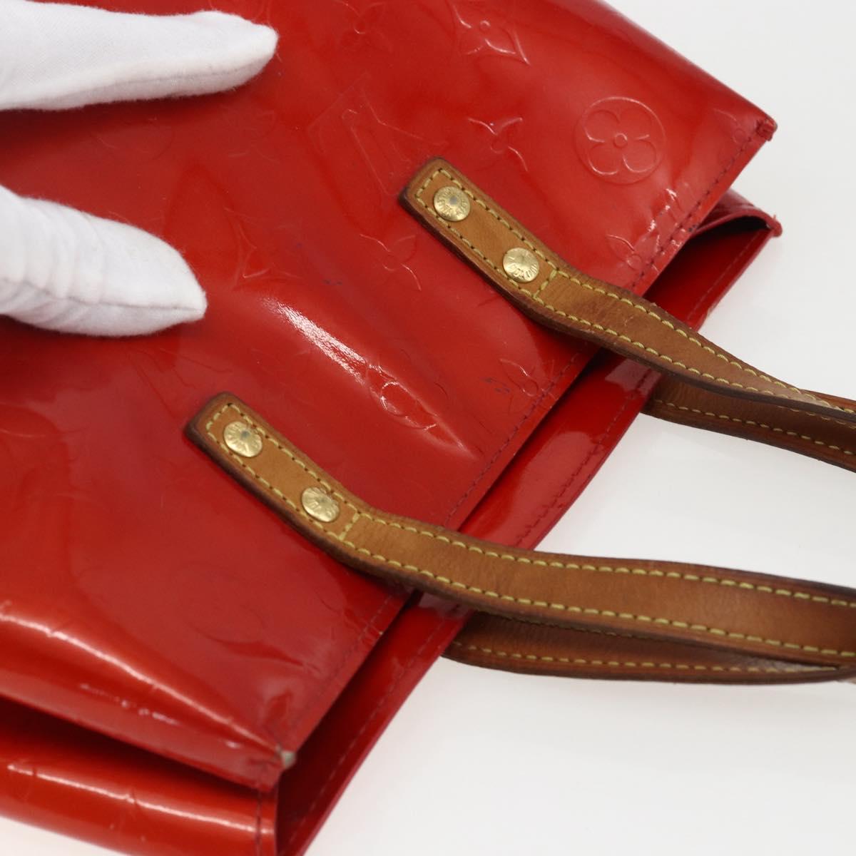 LOUIS VUITTON Monogram Vernis Reade PM Hand Bag Red Rouge M91088 LV Auth 169564