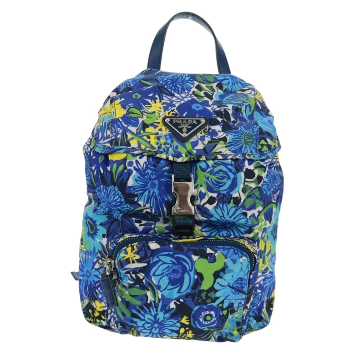 PRADA Backpack Nylon Light Blue Silver Auth 169566V