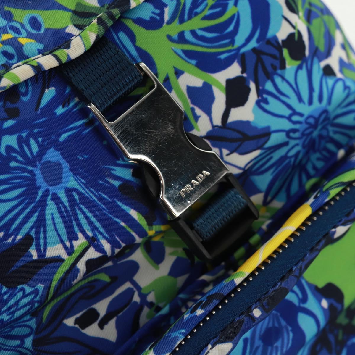 PRADA Backpack Nylon Light Blue Silver Auth 169566V