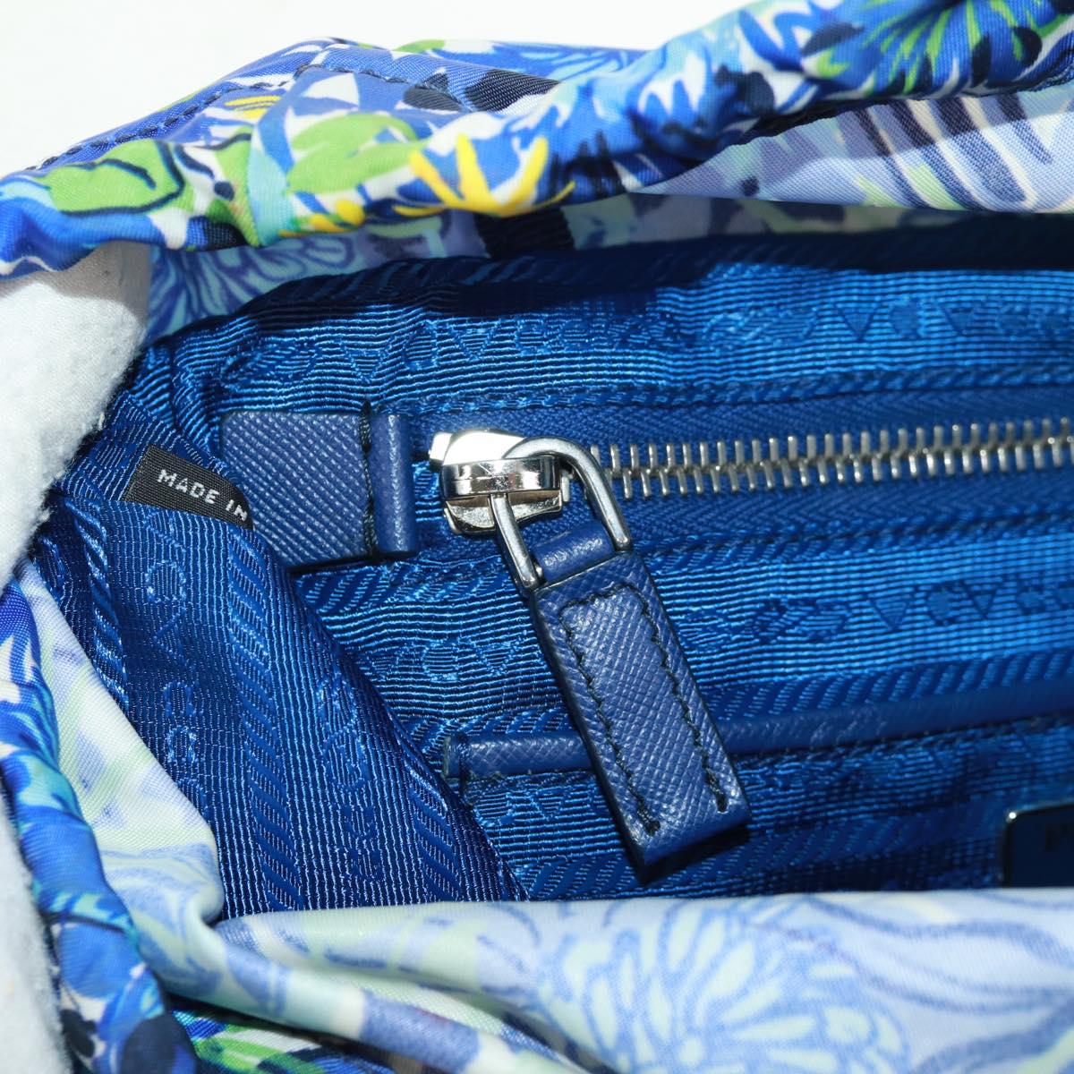 PRADA Backpack Nylon Light Blue Silver Auth 169566V