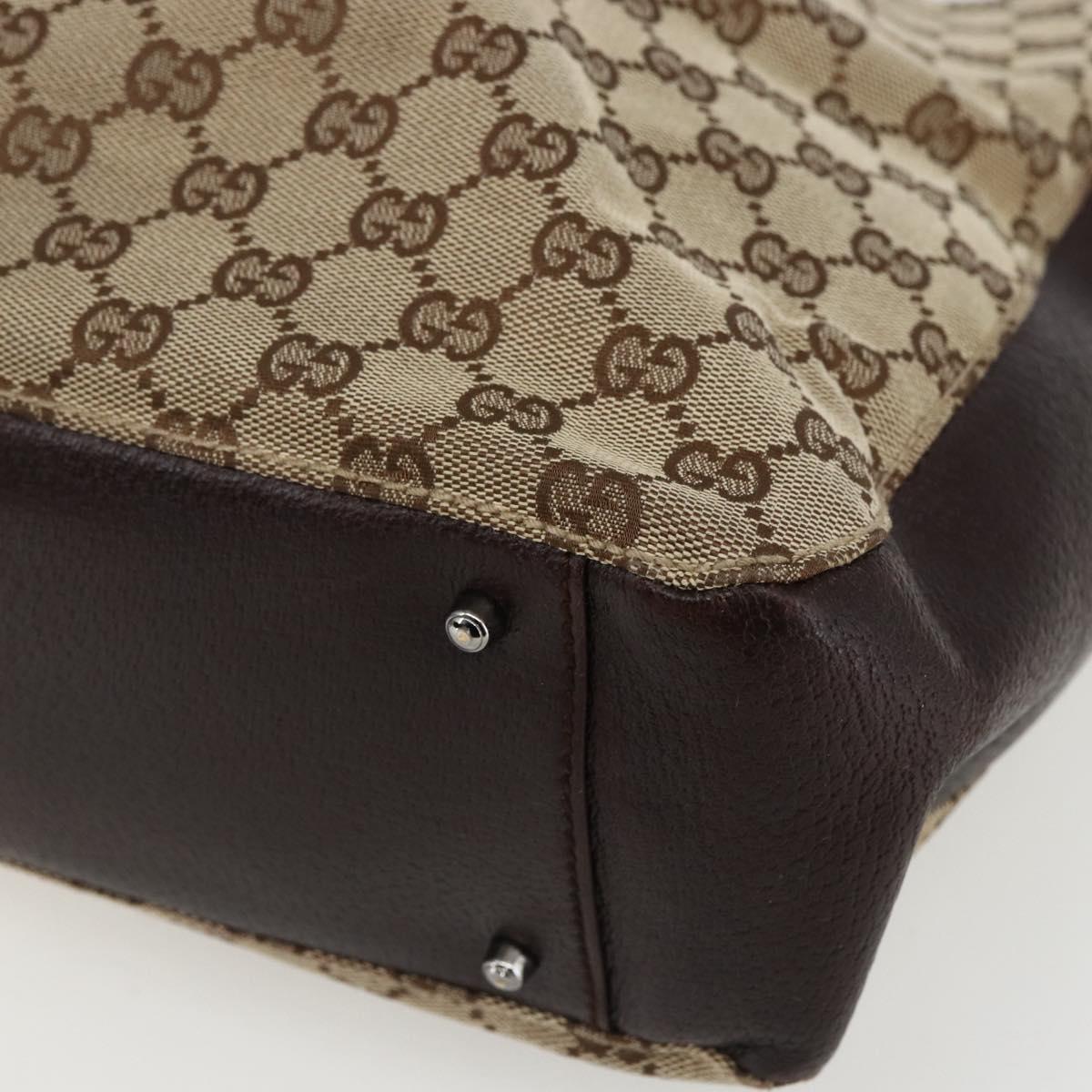 GUCCI GG Canvas Tote Bag Beige Silver 115016 Auth 169570