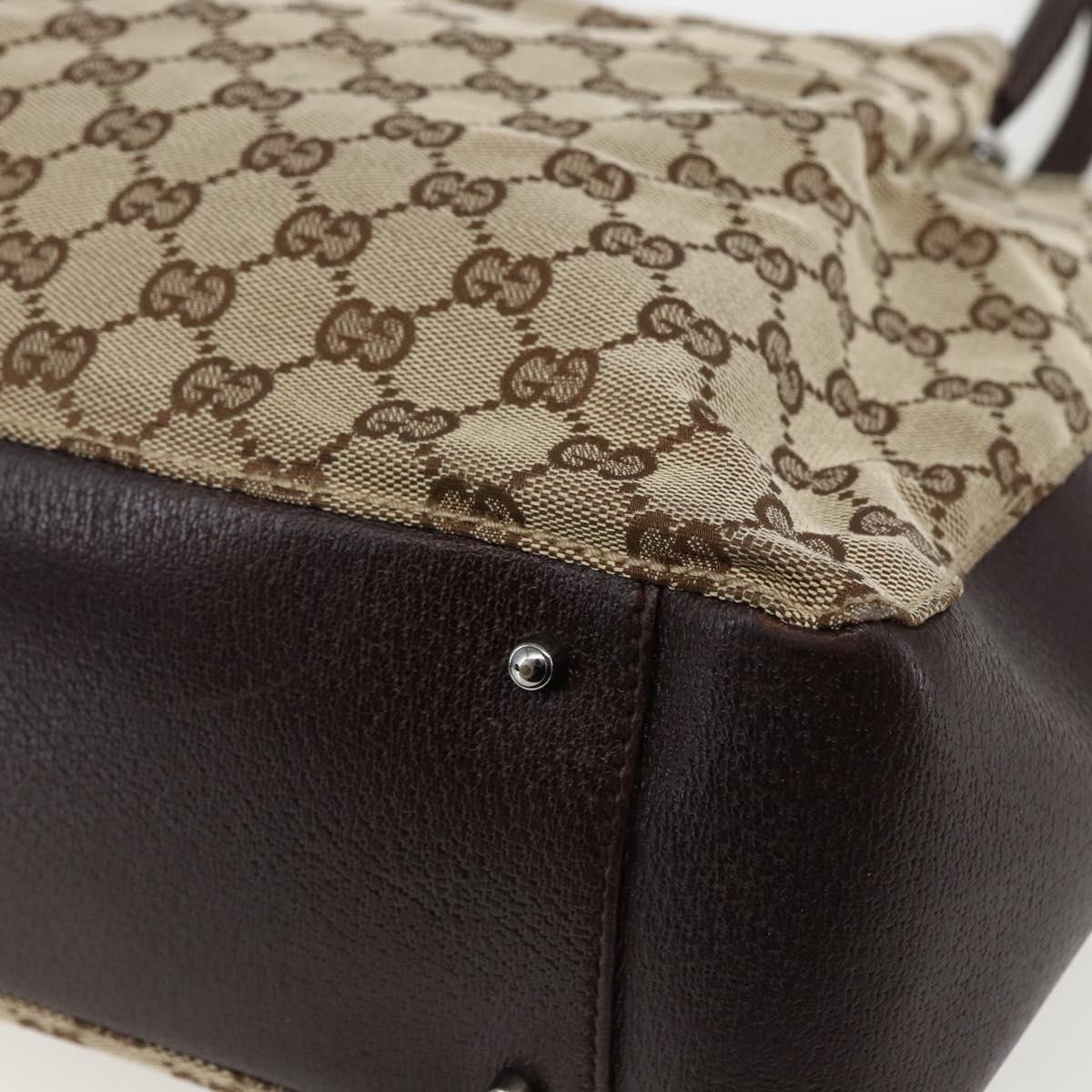 GUCCI GG Canvas Tote Bag Beige Silver 115016 Auth 169570
