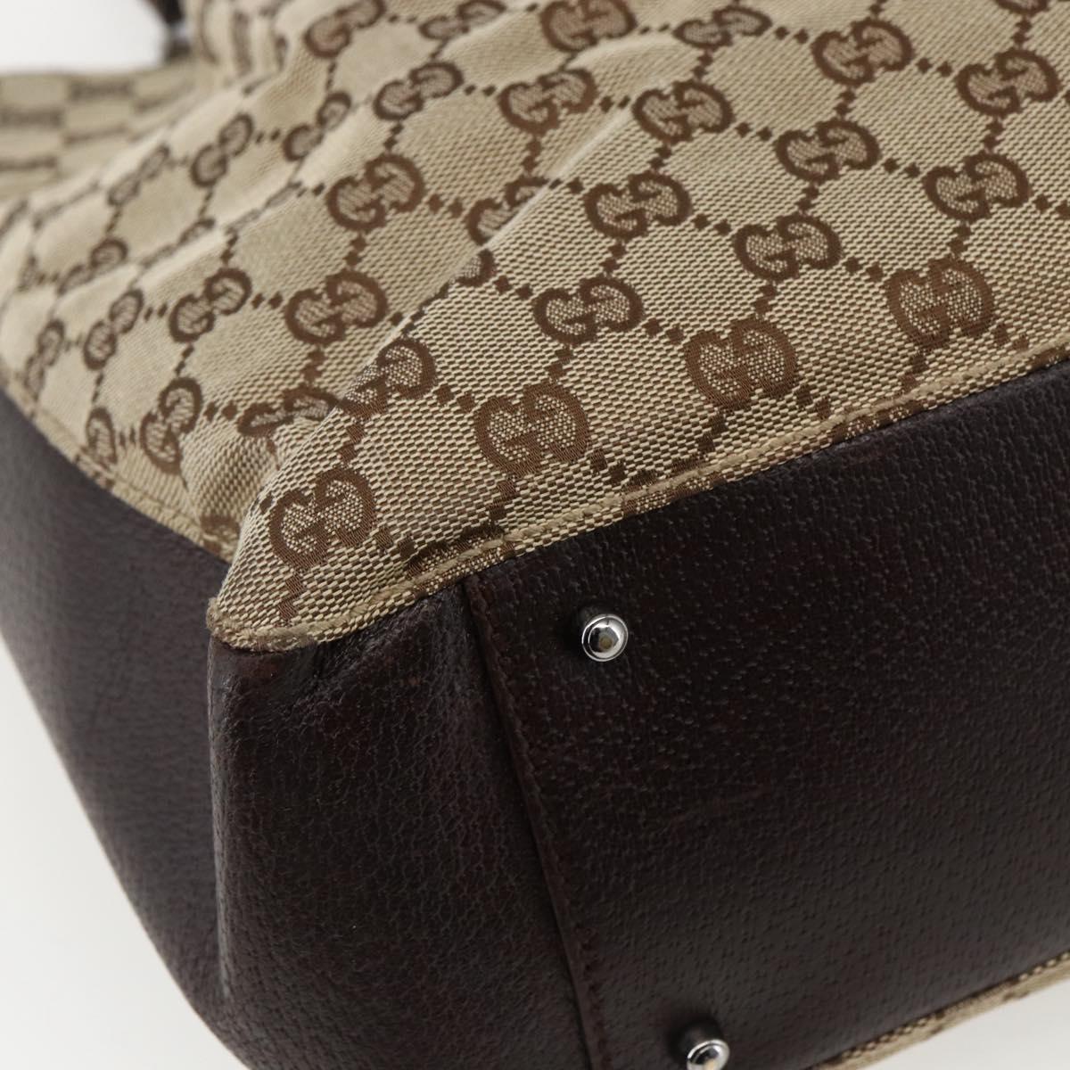 GUCCI GG Canvas Tote Bag Beige Silver 115016 Auth 169570