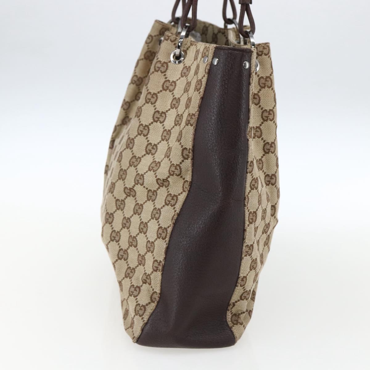 GUCCI GG Canvas Tote Bag Beige Silver 115016 Auth 169570