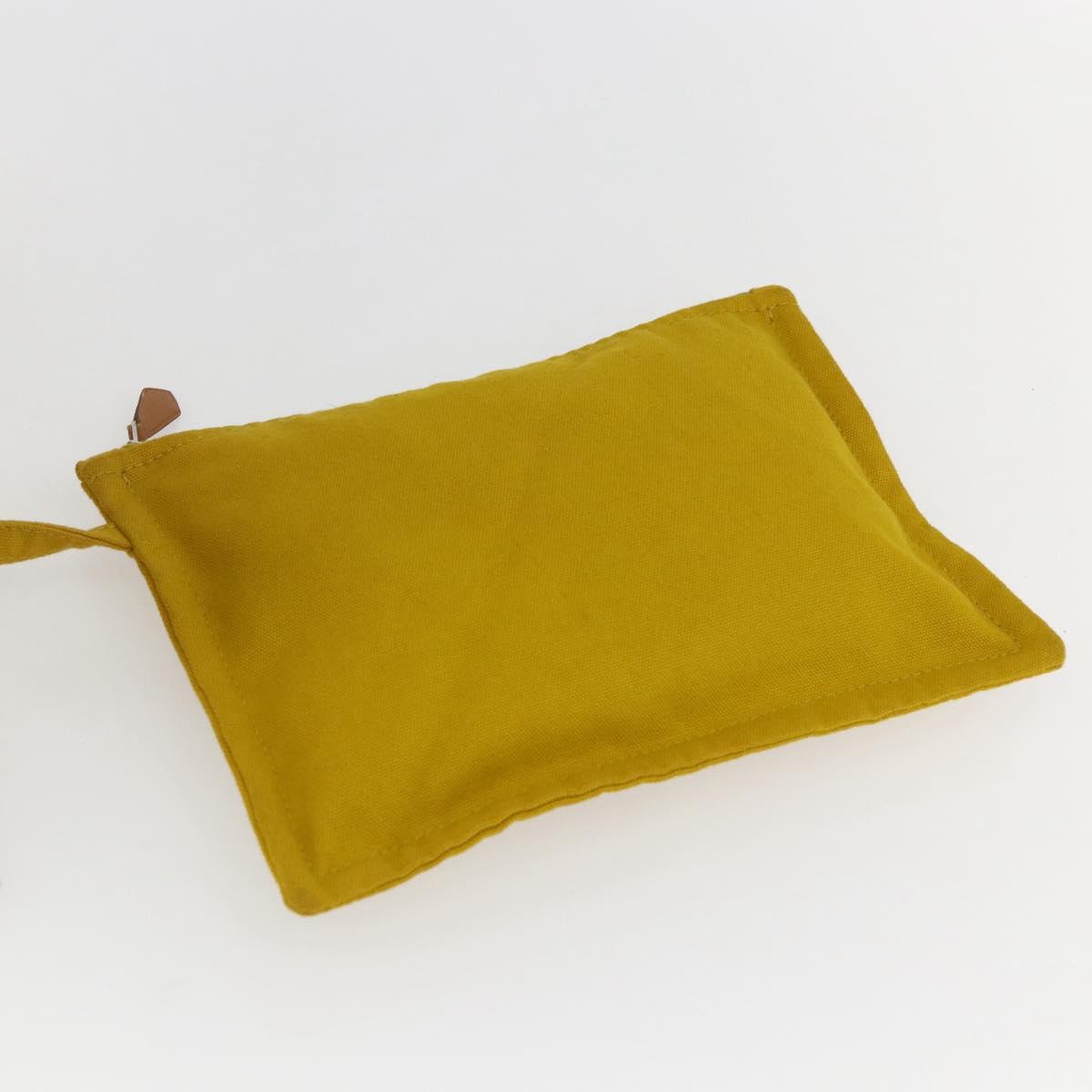 HERMES Cannes PM Hand Bag Canvas Yellow Silver Auth 169571
