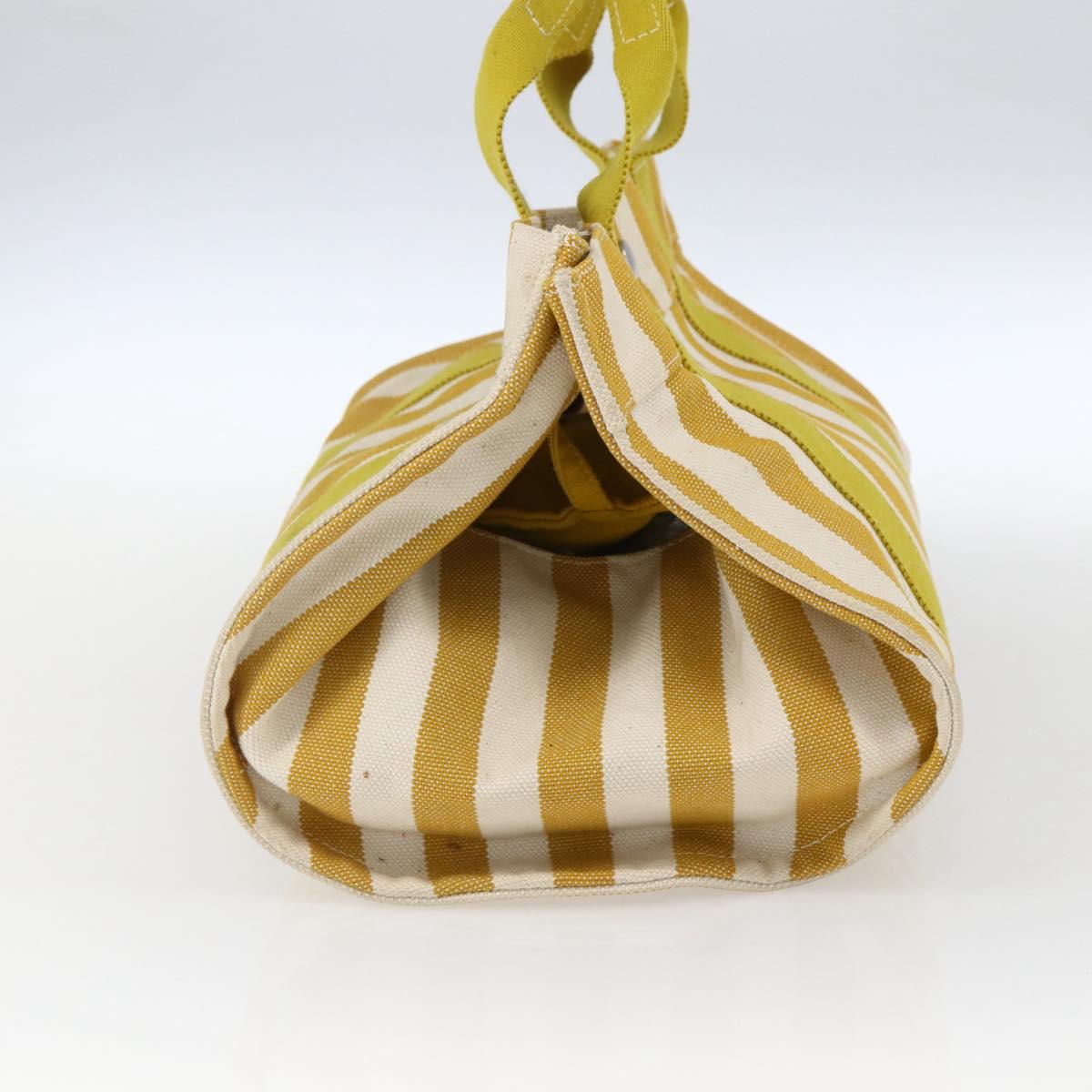 HERMES Cannes PM Hand Bag Canvas Yellow Silver Auth 169571