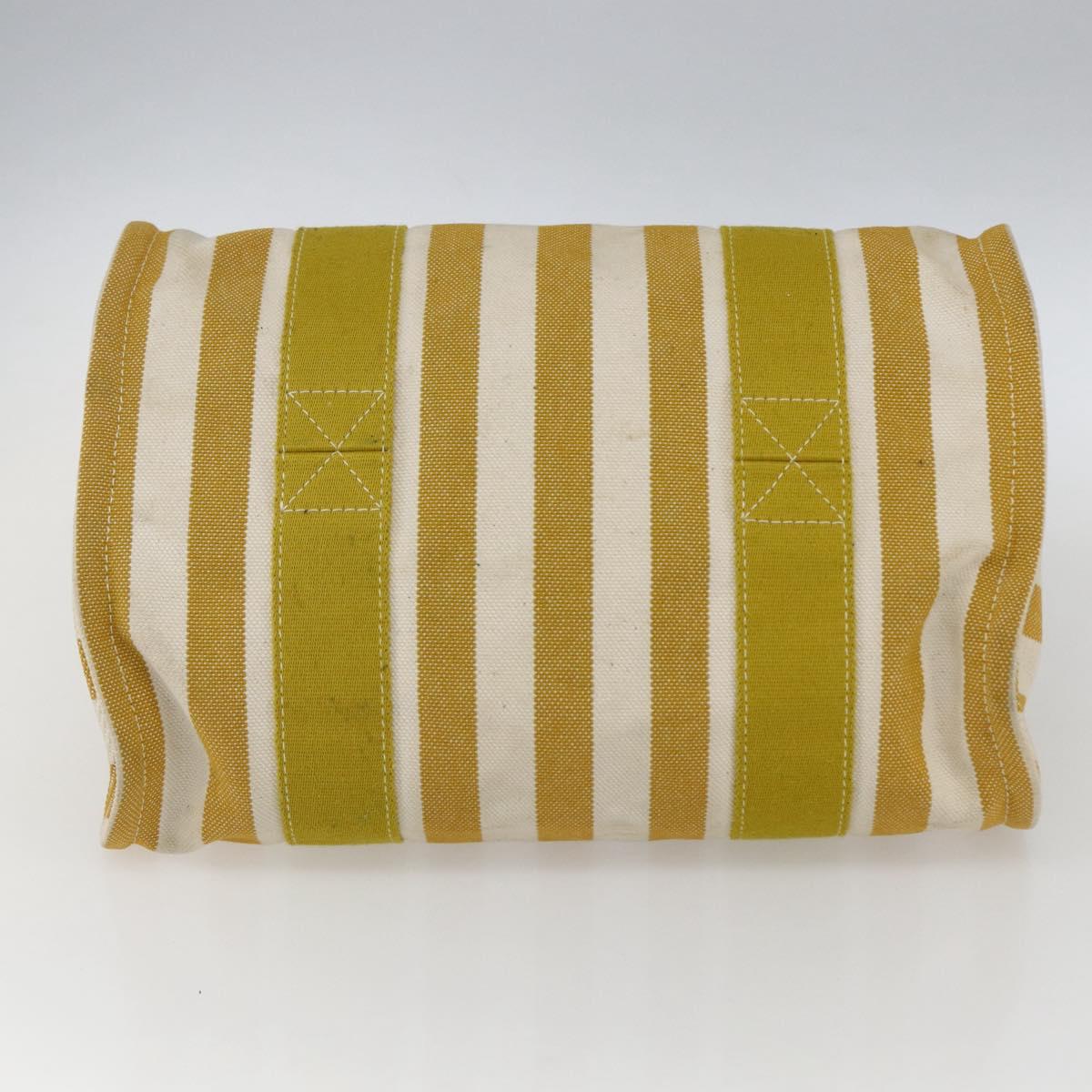 HERMES Cannes PM Hand Bag Canvas Yellow Silver Auth 169571