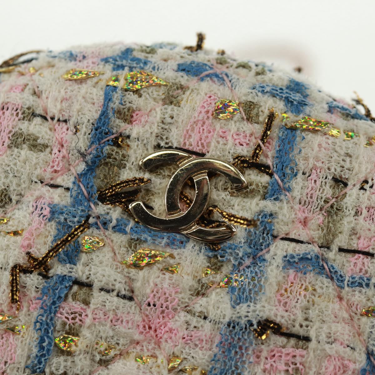 CHANEL Chain Shoulder Bag Tweed Multicolor Gold CC Auth 169572SAM