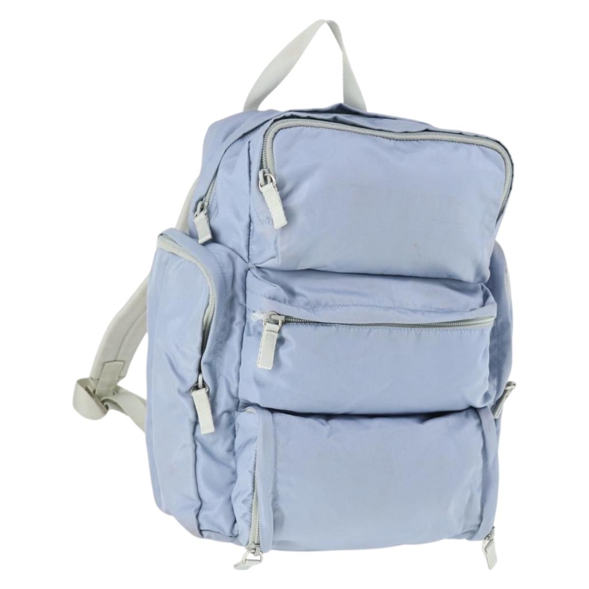 PRADA Backpack Nylon Light Blue Silver Auth 169576