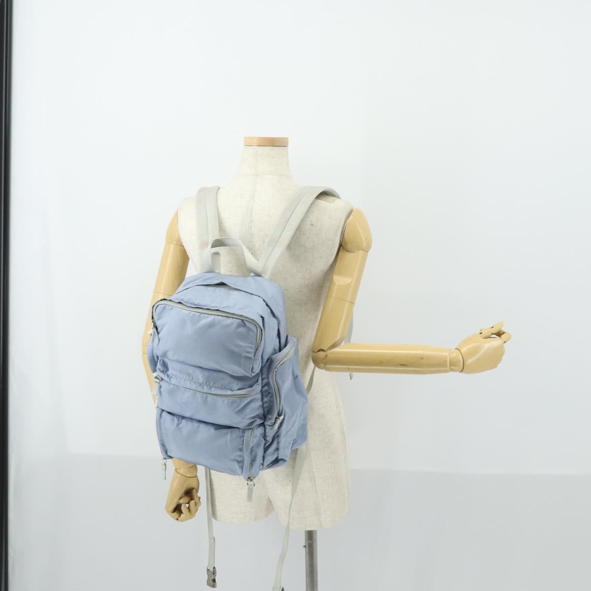 PRADA Backpack Nylon Light Blue Silver Auth 169576