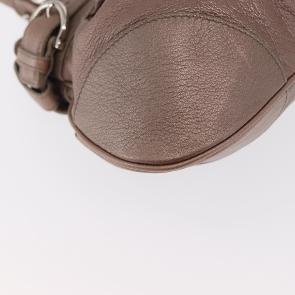 Salvatore Ferragamo Gancini Hand Bag Leather Beige Silver Auth 169577