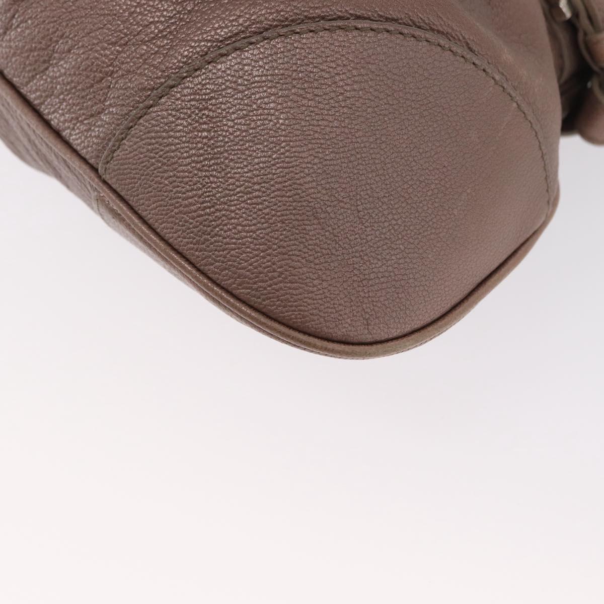 Salvatore Ferragamo Gancini Hand Bag Leather Beige Silver Auth 169577