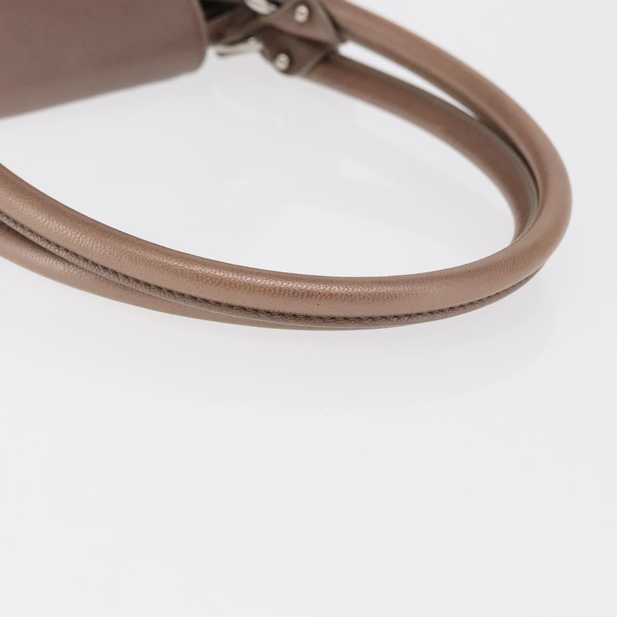 Salvatore Ferragamo Gancini Hand Bag Leather Beige Silver Auth 169577