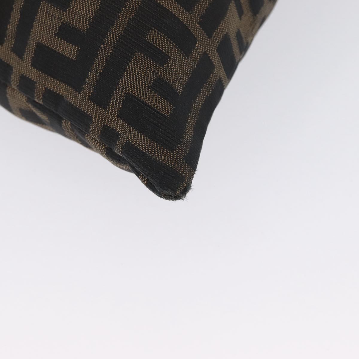 FENDI Zucca Canvas Shoulder Bag Black Brown Auth 169579