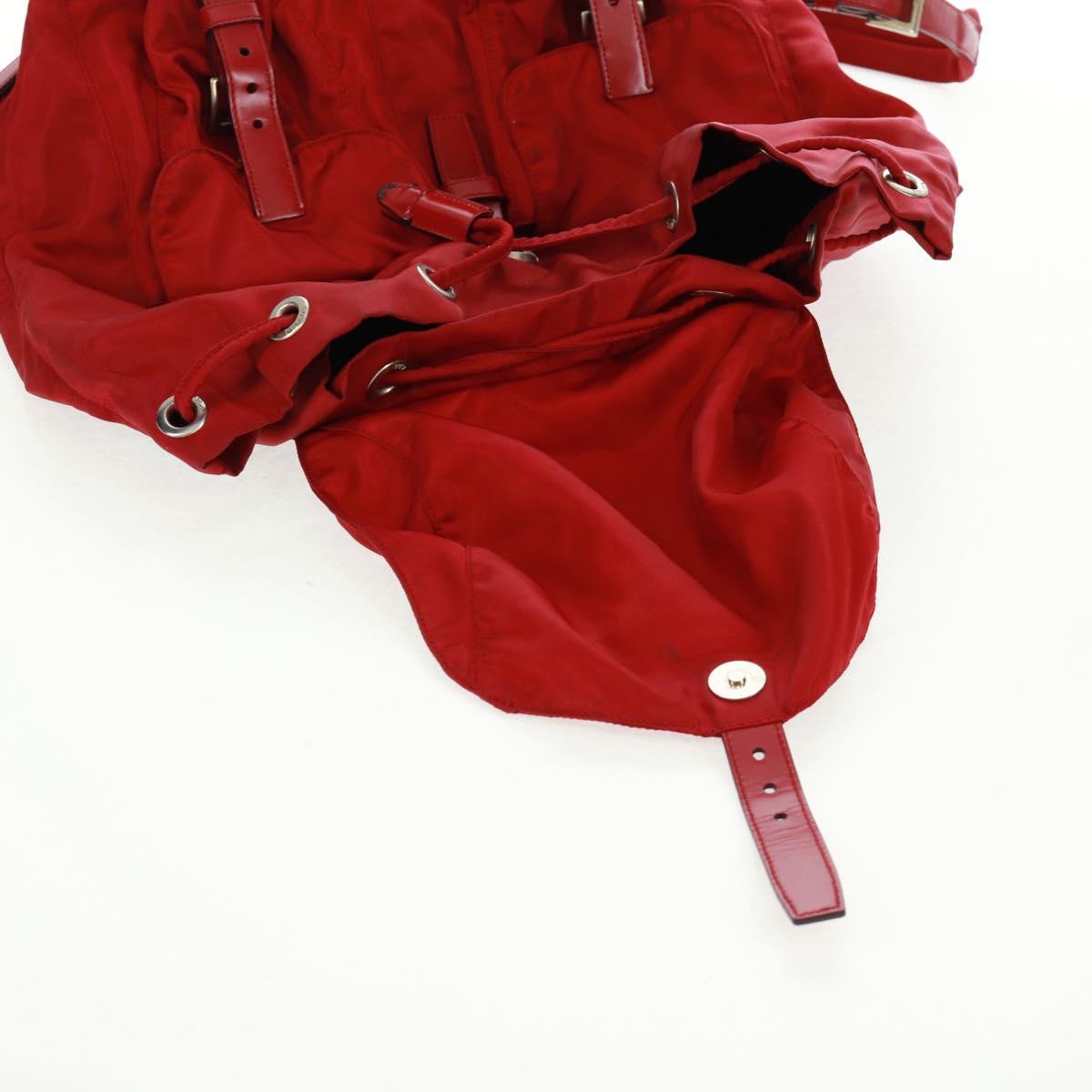 PRADA Backpack Nylon Red Silver Auth 169589V