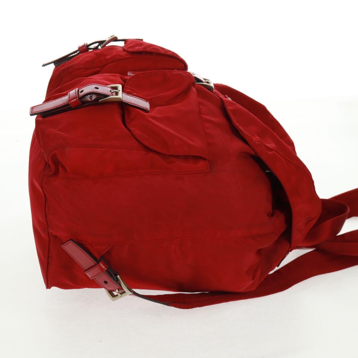 PRADA Backpack Nylon Red Silver Auth 169589V